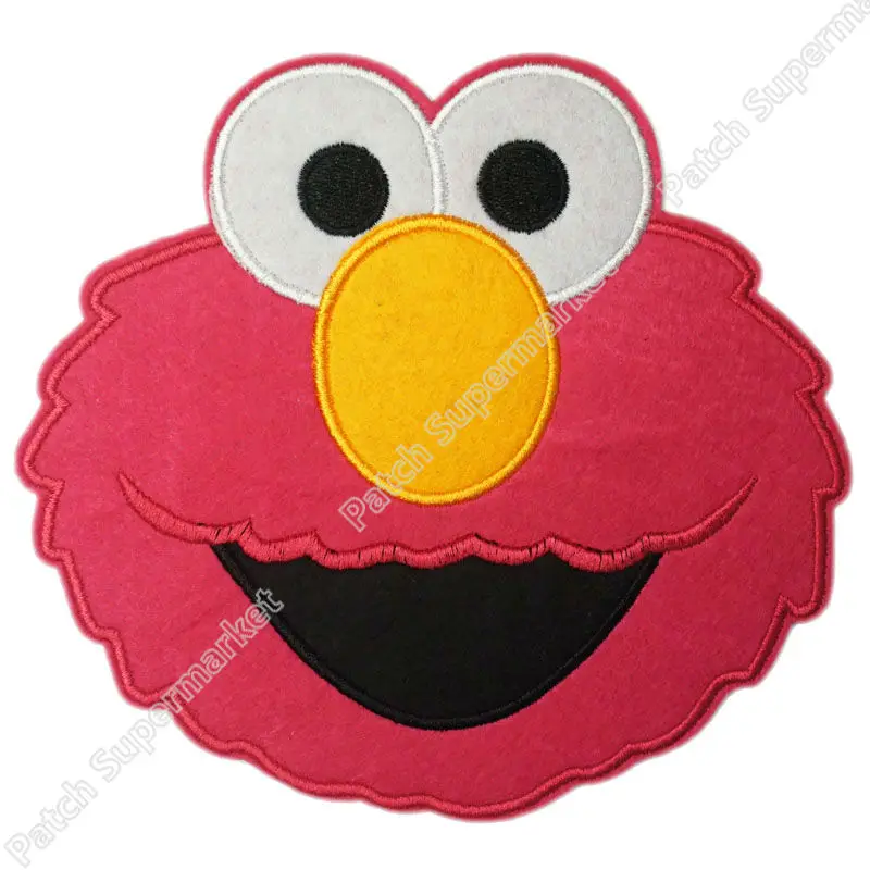 

6.3" LARGE RED Elmo Sesame street Cookie Monster with cookie Party Applique Film TV MOVIE Cute Cartoon Embroidered Patch Badge