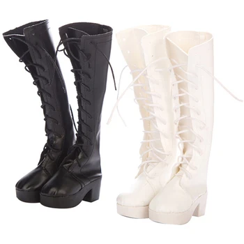 

1 Pair Black White Fashion PU Shoes For Doll Toy 60cm Doll Casual Cute Long Boots Doll Accessories