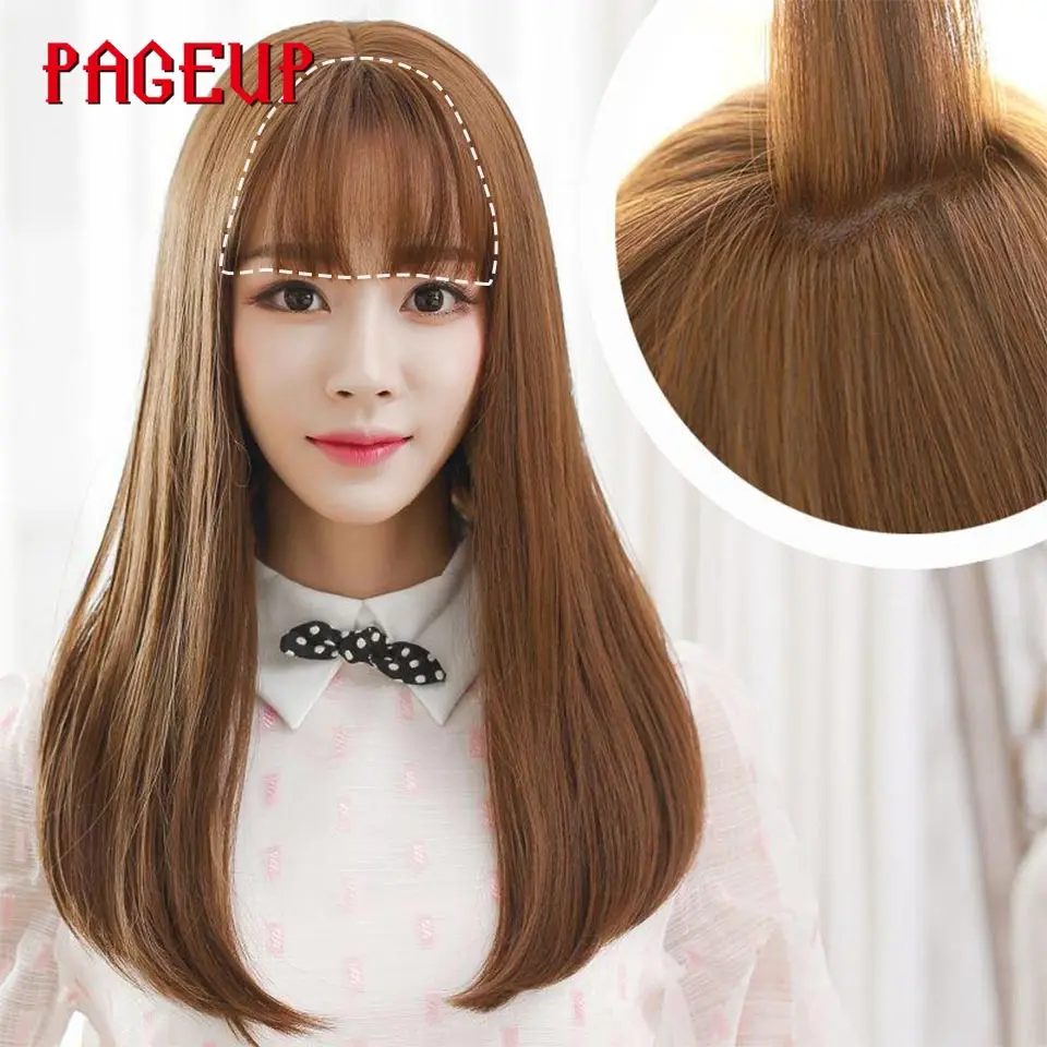 Pageup Air Bangs Synthetic Hair pieces Clip In Hair Extensions for Women Black Brown Blonde Heat Resistant Clip Hair