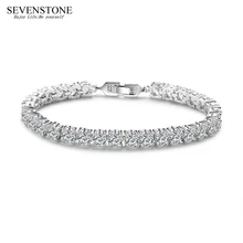 SEVENSTONE 2019 New Exquisite Fashion Charm Zircon Women Office Career Bracelet Send Jewelry OL Bracelets for Lovers Gift Box natural burma bracelet a cargo bracelet ice waxy kind of violet bracelet send certificates send jewelry box