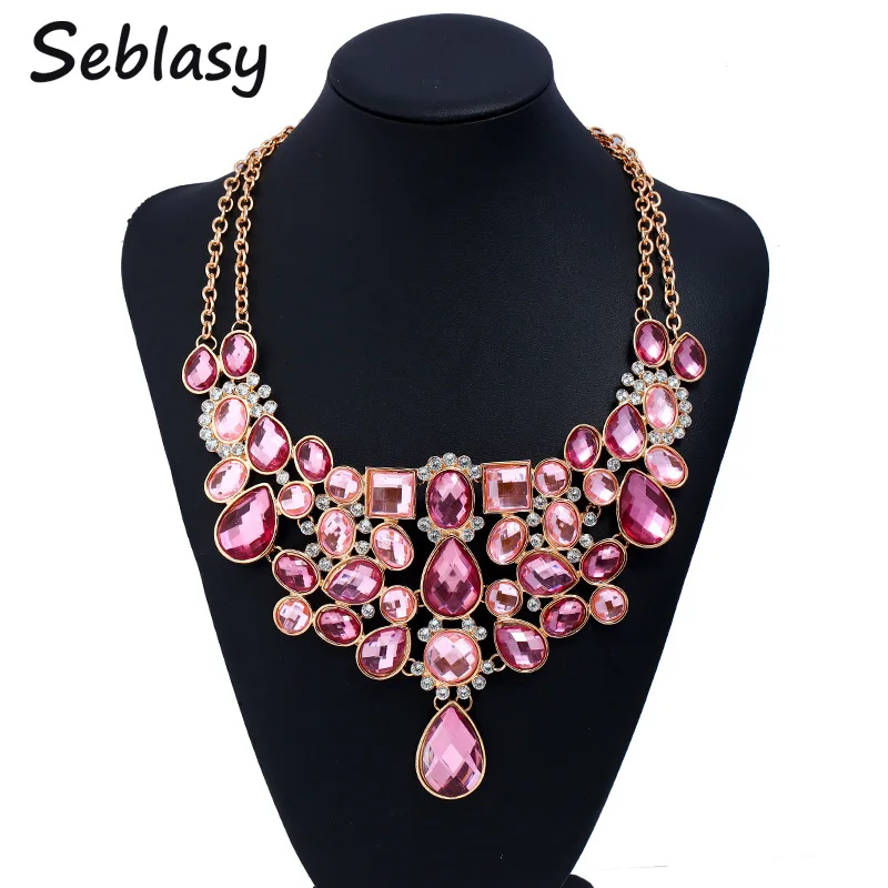 Aliexpress.com : Buy Seblasy Maxi Big Statement Water Droplets Flowers Crystal Necklaces 