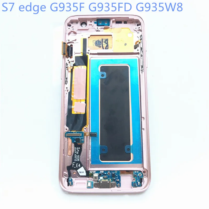 

New Super AMOLED LCD S7 edge G935F G935FD G935W8 Display 100% Tested Working Frame Touch Screen Assembly For Samsung Galaxy lcd