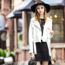 2016 autumn new models in Europe and America women’s fashion white letters graffiti pu leather short coat female