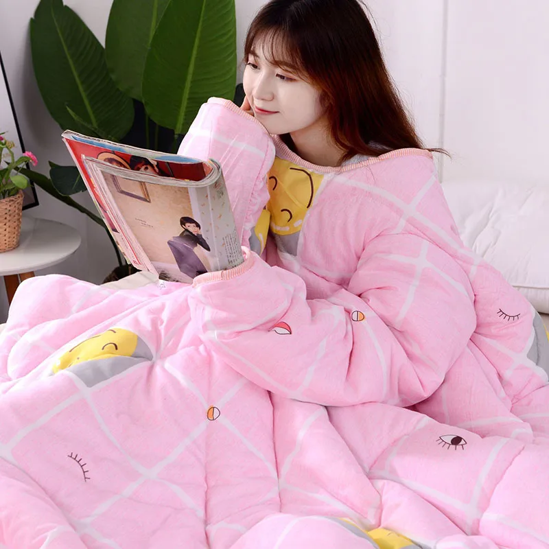 winter Comforters autumn Lazy Quilt with Sleeves family Blanket Cape Cloak Nap Blanket Dormitory Mantle Covered Blanket