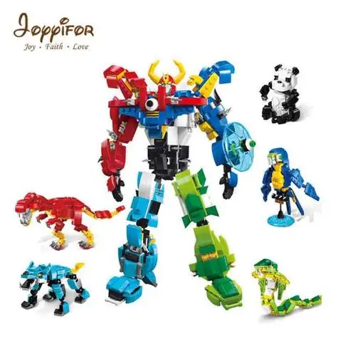 

5 IN 1 Mecha Parrot panda python Dinosaur Wolf Various shapes LegoINGlys Building Blocks Toys Best Gift To Children