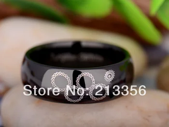 

Free Shipping UK Russia Brazil USA Hot Selling 8MM Black Dome Sochi Olympics Rings Men's Fashion Tungsten Carbide Wedding Ring