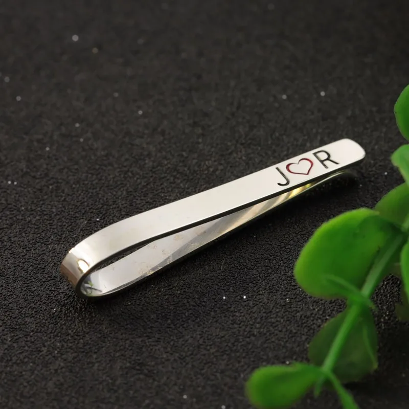CedesaO Tie Clip Personalized Gold Initials Engraved Free Tie Clip Pin for Men