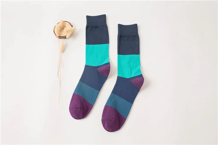 PEONFLY брендовые хлопковые мужские носки винтажные мужские полосатые цветные носки летние освежающие Свадебные носки дизайн - Цвет: No. 12