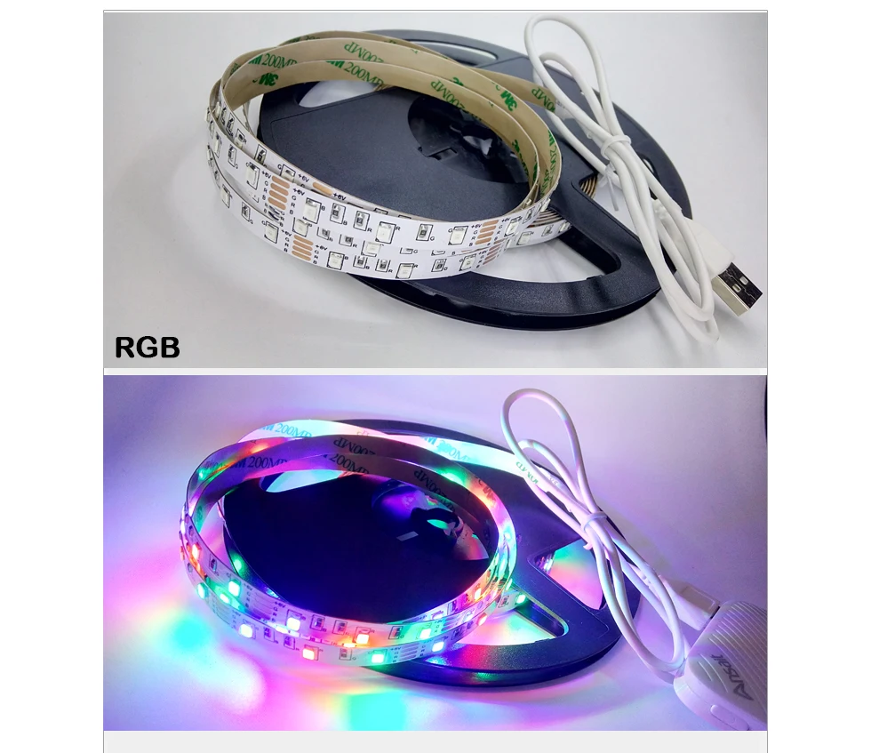 Светодиодный полоса 1 m 2 m usb га condotto la luce di striscia LED 5 v 3528 smd rgb caldo/bianco freddo flessibile ТВ картинка di illuminazio