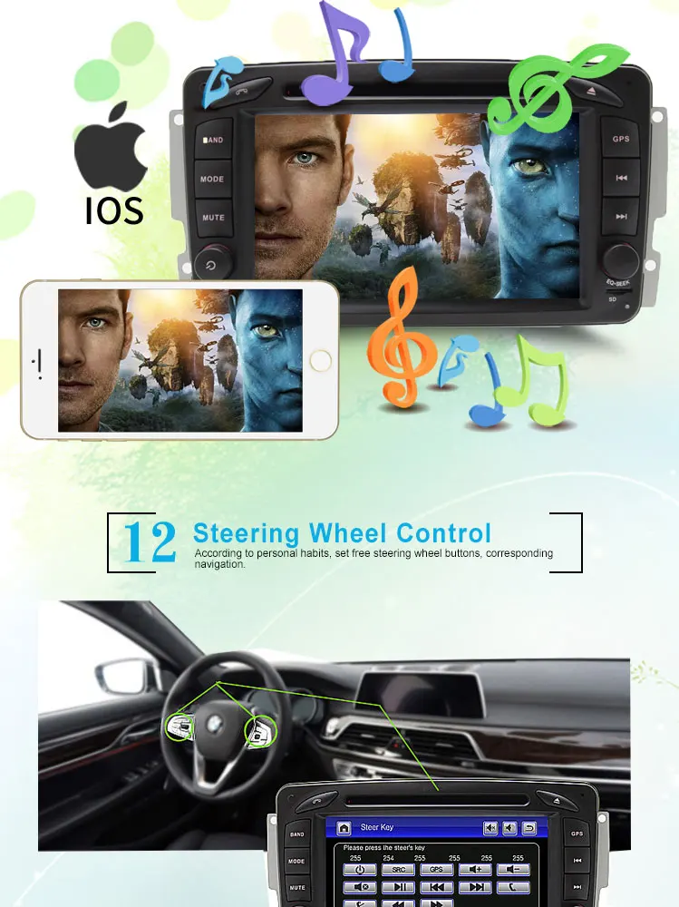 Perfect JDASTON HD 1080P 2 Din Car Radio For Mercedes Benz CLK W209 W203 W168 W208 W463 W170 Vaneo Viano Vito Car Multimedia DVD Player 6
