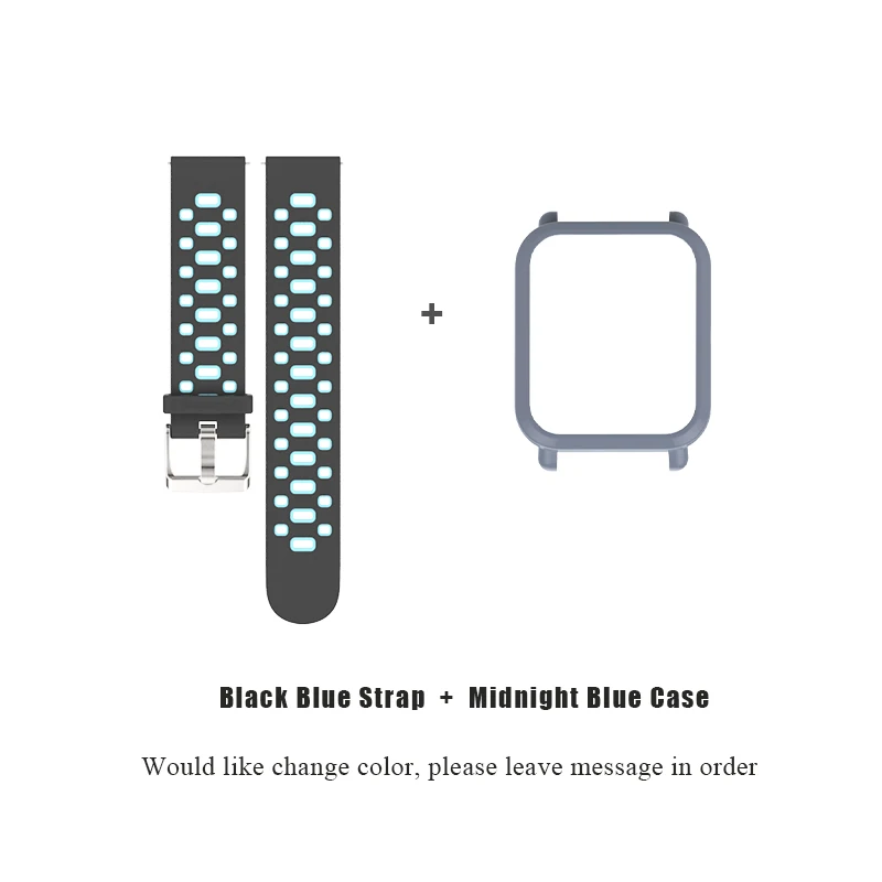 Mijobs Amazfit ремешок Bip силиконовый браслет чехол PC оболочка бампер для Xiaomi Huami Amazfit GTS Bip BIT PACE Lite Smartwatch - Цвет: black blue grey blue