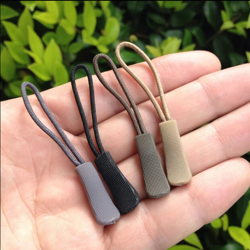 10/5PCS Black Backpack Zipper Pulls Cord Rope Ends Lock Zip Clip Strap Gym Suit Garment Bag Parts Accessories Outdoor Camping - Цвет: 5PCS