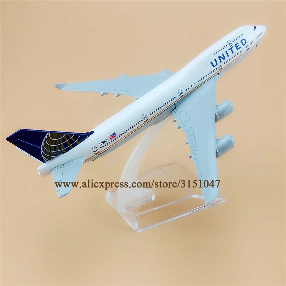 Сплав металла воздушный United B747 Airlines модель самолета United Boeing 747 Airways самолета Модель стенд самолетов Детские Подарки 16 см