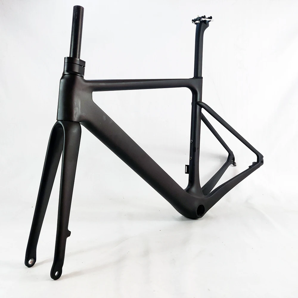 Flash Deal 2019 Full hidden cables Flat mount aero road bike frameset with fork/seatpost/handlebar Ultra-light 975g DI2/Mechanican R12 10