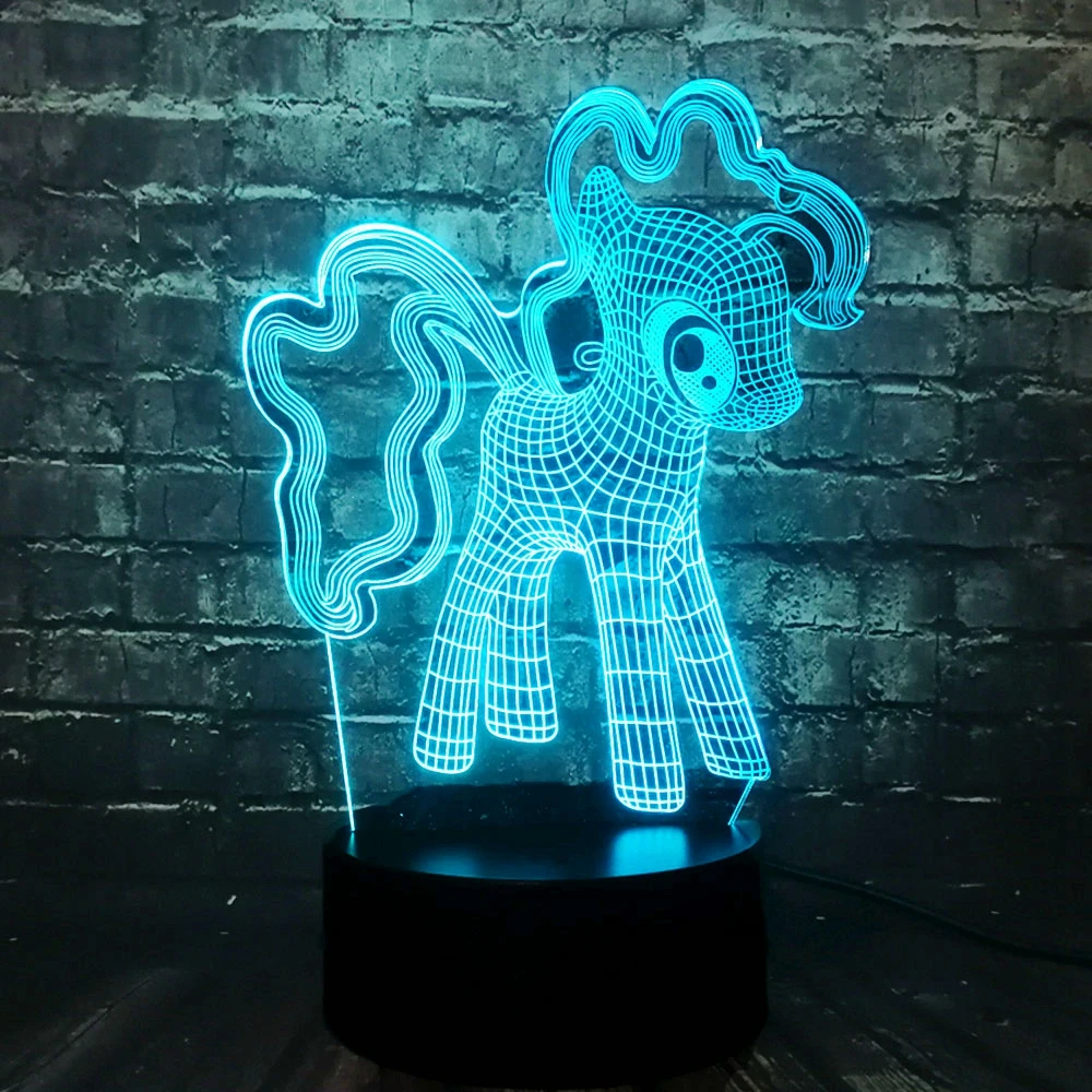 Новый милый пони девочка Единорог 3D милая Ночная лампа светодиодный USB