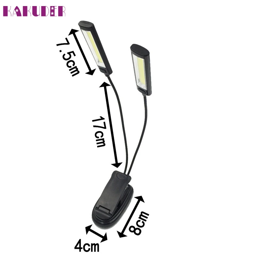 Высокое качество регулируемый 2xCOB Гибкий клип свет наружная лампа для чтения свет для чтения супер Bright1.25