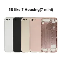 Replacement Back Housing Battery Door For iPhone 5S like iPhone 7 7 mini Style Back Cover Metal Middle Frame Case, Free Shipping