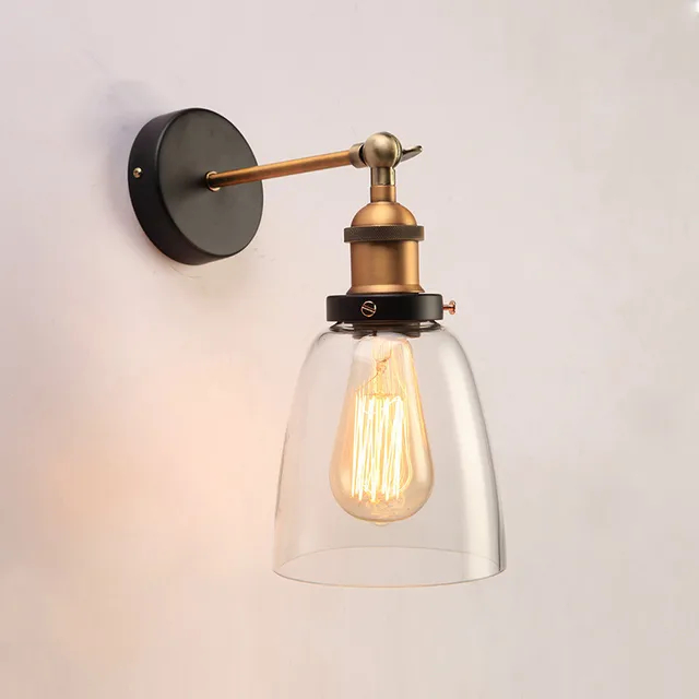 Loft Vintage Gl Wall Lamps Clear Lampshade Sconce Loft Vintage Gl Wall Lamps Clear Lampshade Sconce Warehouse Light Fixtures E27 Bedside Lamp Lighting