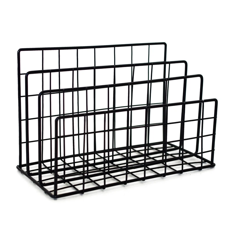 Iron Newspapers Rack 3 Layers Bookshelf Gold Metal Geometry Magazines Storage Rack Desktop Home Decor Shelf Storage Basket