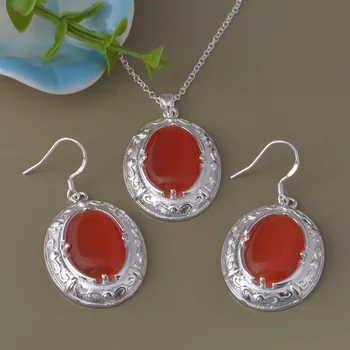 

925 set Korean version Crystal Earrings Necklace U.S. for women sterling-CZ-jewelry brinco wedding Luxury Girls
