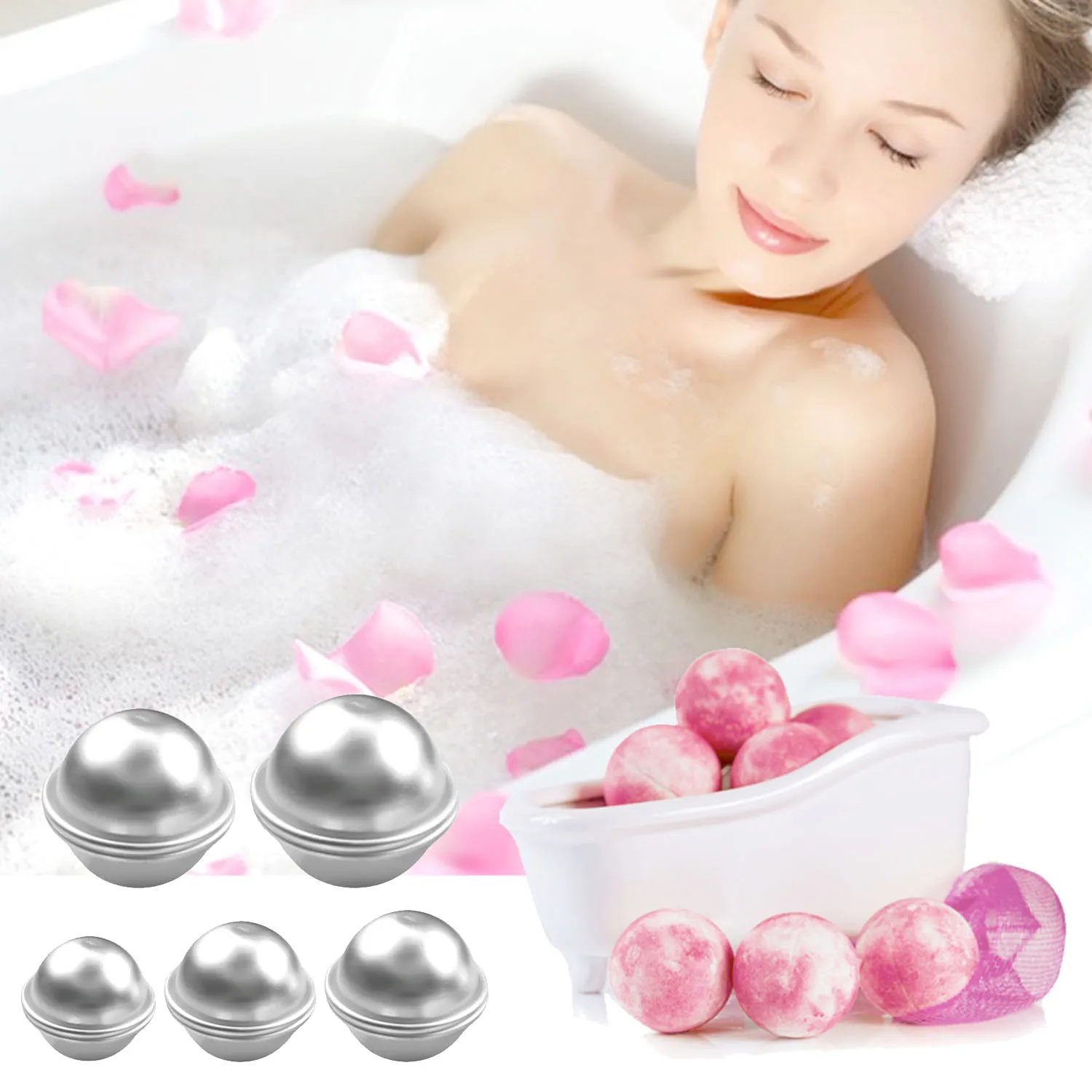 

Behokic 10 pcs DIY Round Bath Bomb Ball Molds Aluminum Alloy Bathing Balls Handmade Soaps Crafts Making Tool Accessories