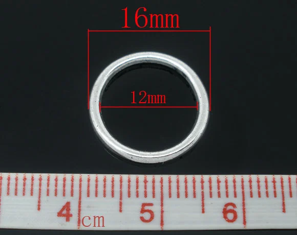 DoreenBeads 100 тусклых серебряных цветов припаянные закрытые Колечки 16 мм (B05426)|jump