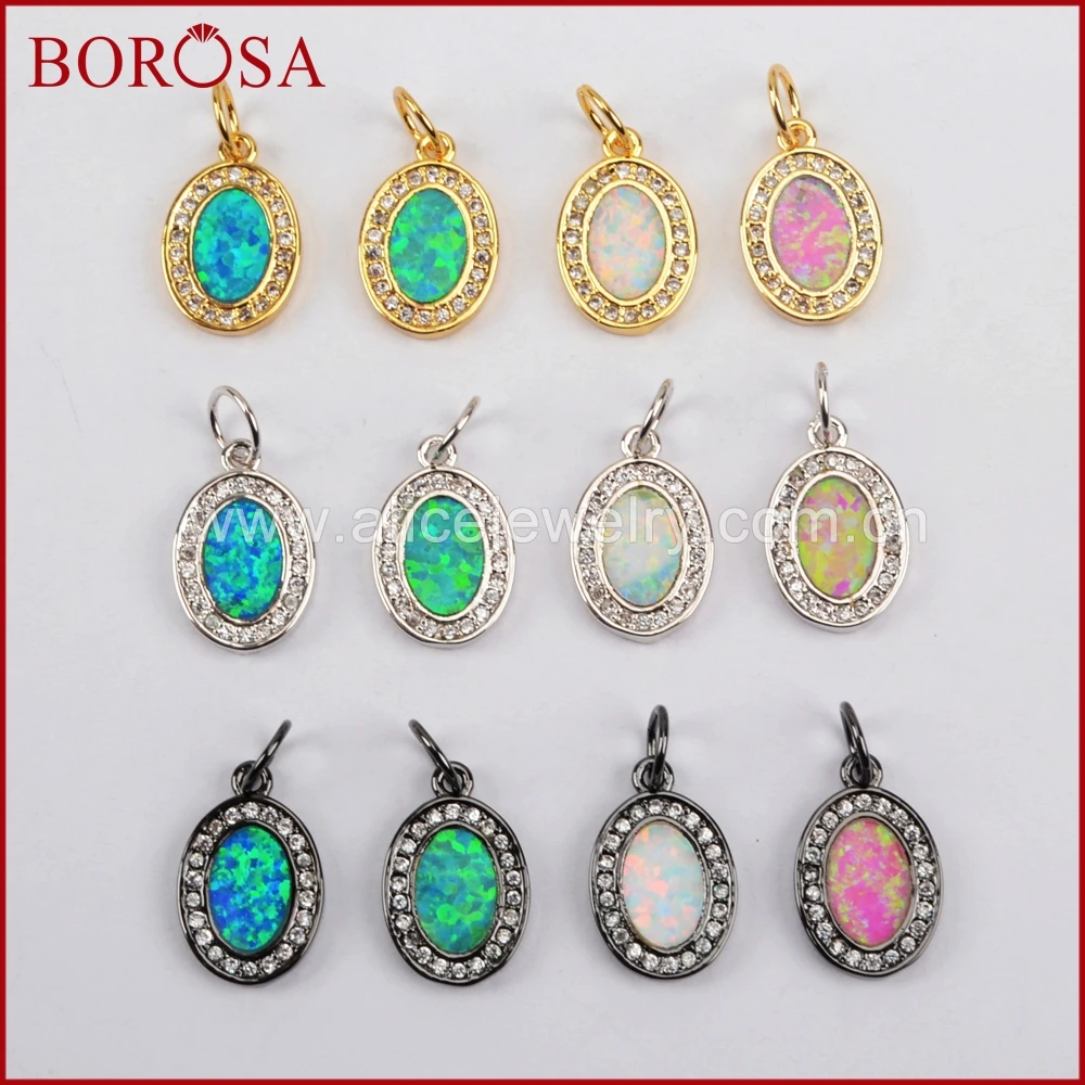 Borosa Мода Druzy блестящие Micro Pave CZ Кристалл Spacer овальные Форма искусственный опал