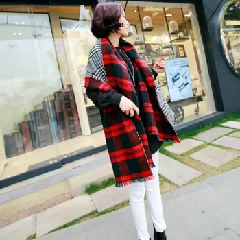 

Women Red Plaid Faux Cashmere Shawl 2018 Blanket Scarf New Winter Brand Scarf Celebrity Womens Fall Fashion Cape Crhistmas
