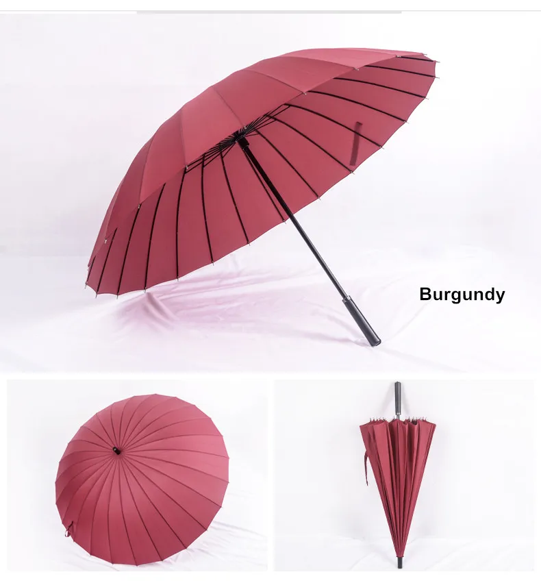 115 см диаметр 24 стороны ребра открыть Искусственная кожа бизнес-зонтик с проведением ремни коммерческих stick автомобиля зонтик - Цвет: Solid Burgundy