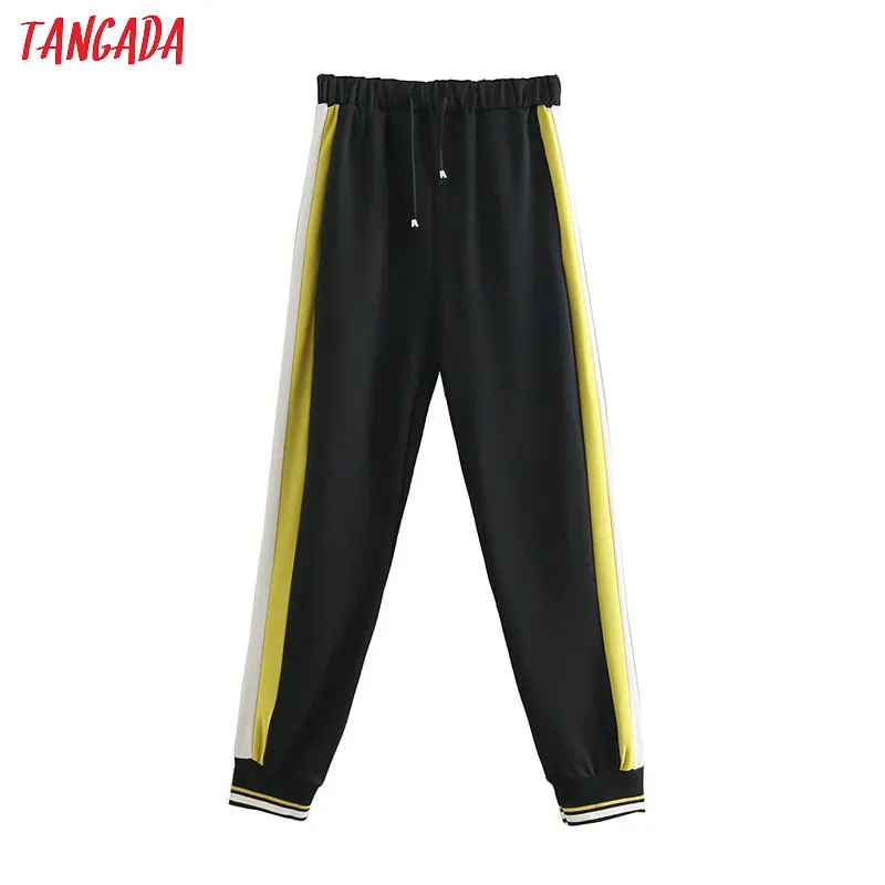 

Tangada women loose sweatpants pants side stripe ladies casual pants pantaloons high street elastic waist pants FH25