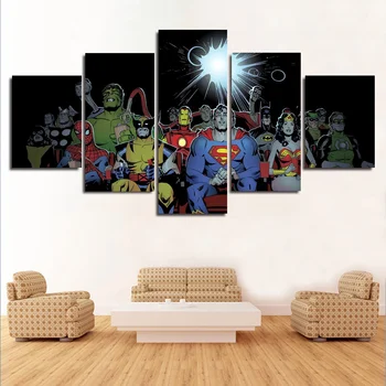 

Superhero Comics Poster Art Silk Poster Home Decor 5 Pieces Paintings Wall Art