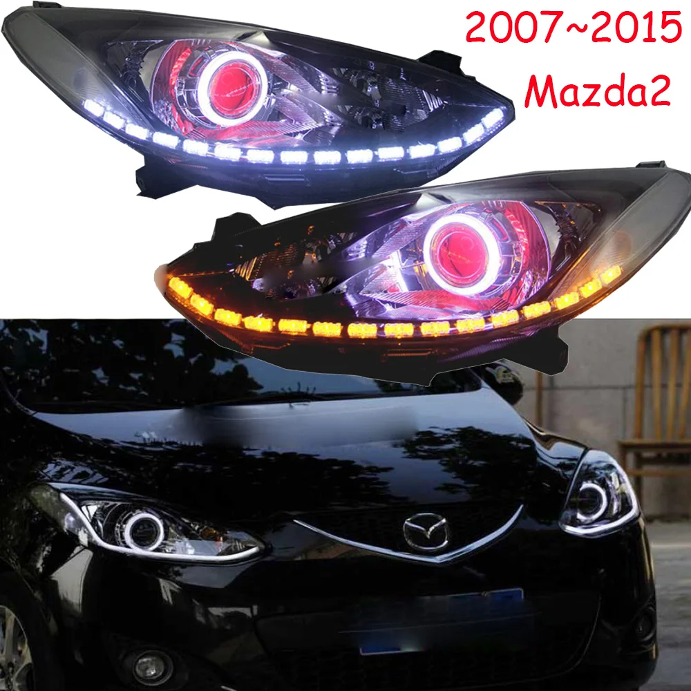 Автомобильный Стайлинг для Mazda 2, фара Demio 2007~ 2011/2012~, Мазда 2, фара, СВЕТОДИОДНЫЙ DRL hi lo Beam H7 HID Xenon, автомобильные аксессуары