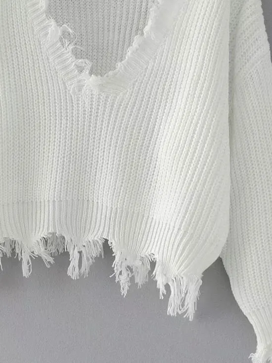 FREE SHIPPING Women Sweaters One Size Ripped V Neck JKP363 HTB1zgOLfxsIL1JjSZFqq6AeCpXa1 - FREE SHIPPING Women Sweaters One Size Ripped V Neck JKP363