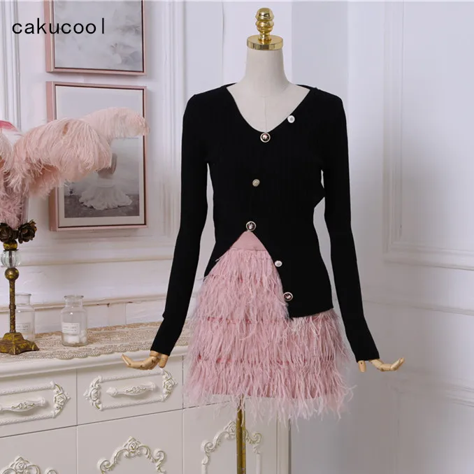 Cakucool/новый весенний женский комплект 2 шт. Вязаный топ с длинными рукавами