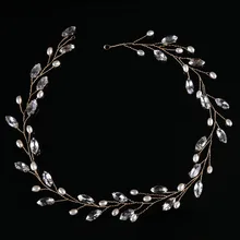 2017 New Arrival Handmade Gold Wired Rhinestones Crystals Pearls Wedding Headband Bridal Hair Vine Hair Accessories Bridesmaids