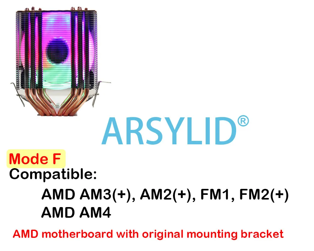 ARSYLID CN-609 6 heatpipe dual-tower cooling RGB 4pin PWM вентилятор кулер для процессора LGA775 115X1366 2011 AM3 AM4 9 см вентилятор Поддержка Intel AMD