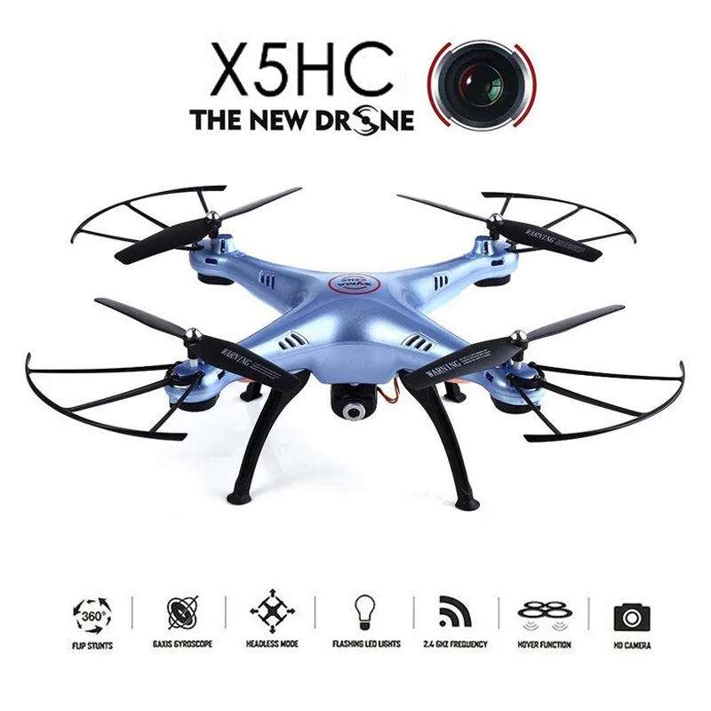 SYMA X5HC Drohne 2.0MP HD камера Aviao дроны Радиоуправляемый квадрокоптер Безголовый режим высокой фиксации функция 2,4 ГГц 4CH 6 осевой гироскоп Дрон - Цвет: Blue