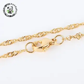 

304 Stainless Steel Chain Necklaces, with Lobster Claw Clasps, Faceted, Golden, 17.9"(45.4cm), 2mm