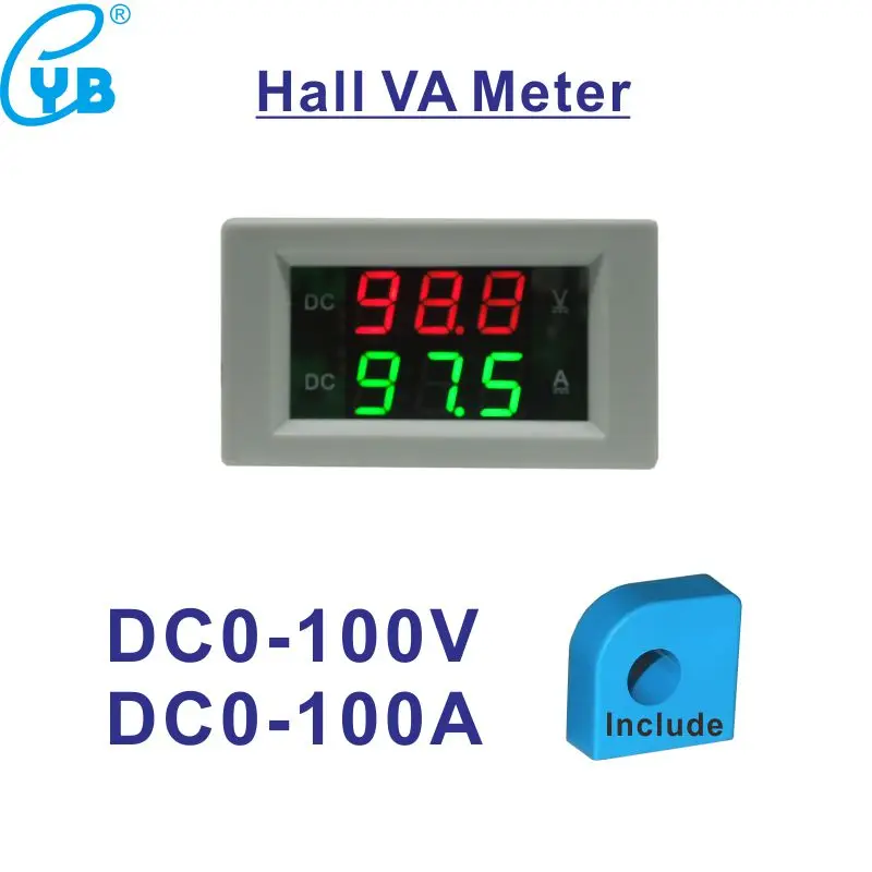 

Hall LED DC Ammeter Voltmeter Digital DC 0-100A CT Current Meter Tester DC Digital Ammeter Hall Current Transformer Hall Sensor