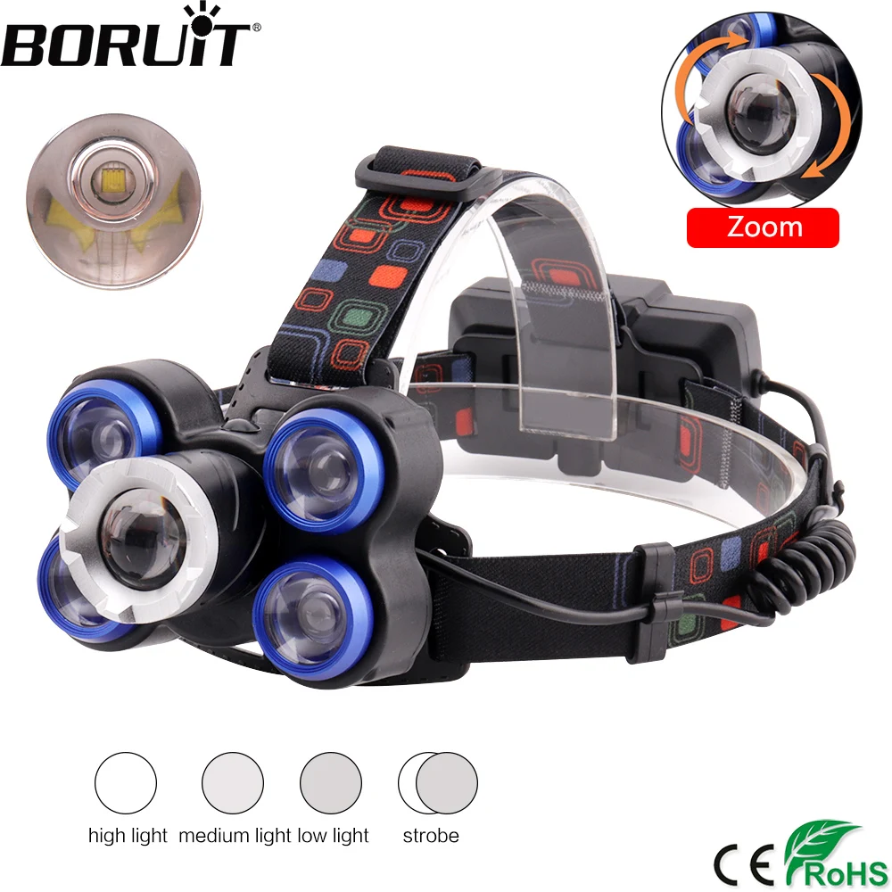 BORUIT 8000LM T6 LTS светодиодный фары 4 режима Масштабируемые налобный фонарь Применение
