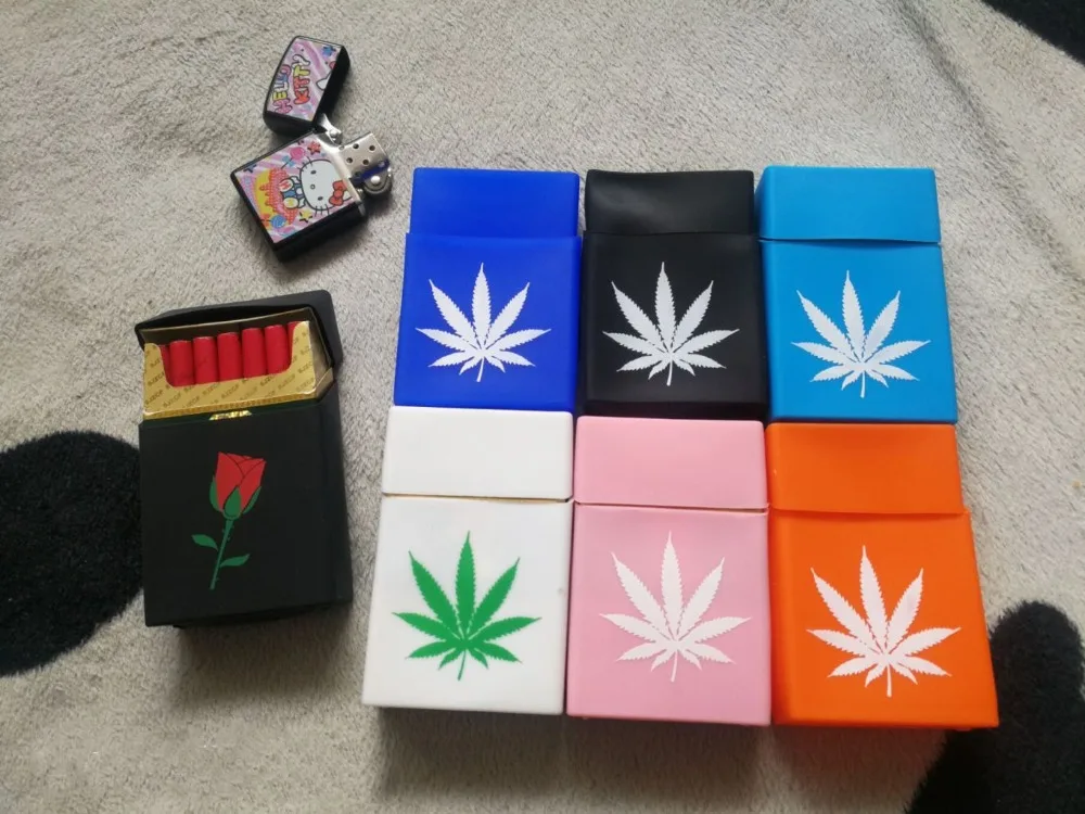 

Fashion Maple Leaf Soft Silicone Cigarette Case for Women and Men Smoking Holding 20 Cigarettes Rose Lady Cigarette Pack Box