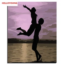 HELLOYOUNG ручная роспись маслом фиолетовая Любовь Цифровая живопись по номерам Масляные картины китайские картины-свитки домашний декор