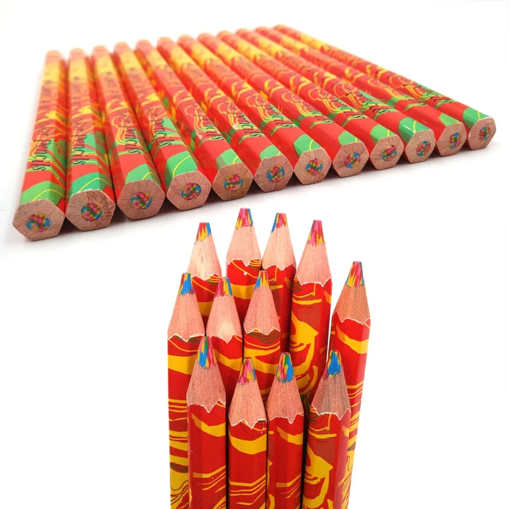 10PCS/Lot) Wooden Pencils Rainbow Jumbo Colored Pencils 4 Mixed Colors