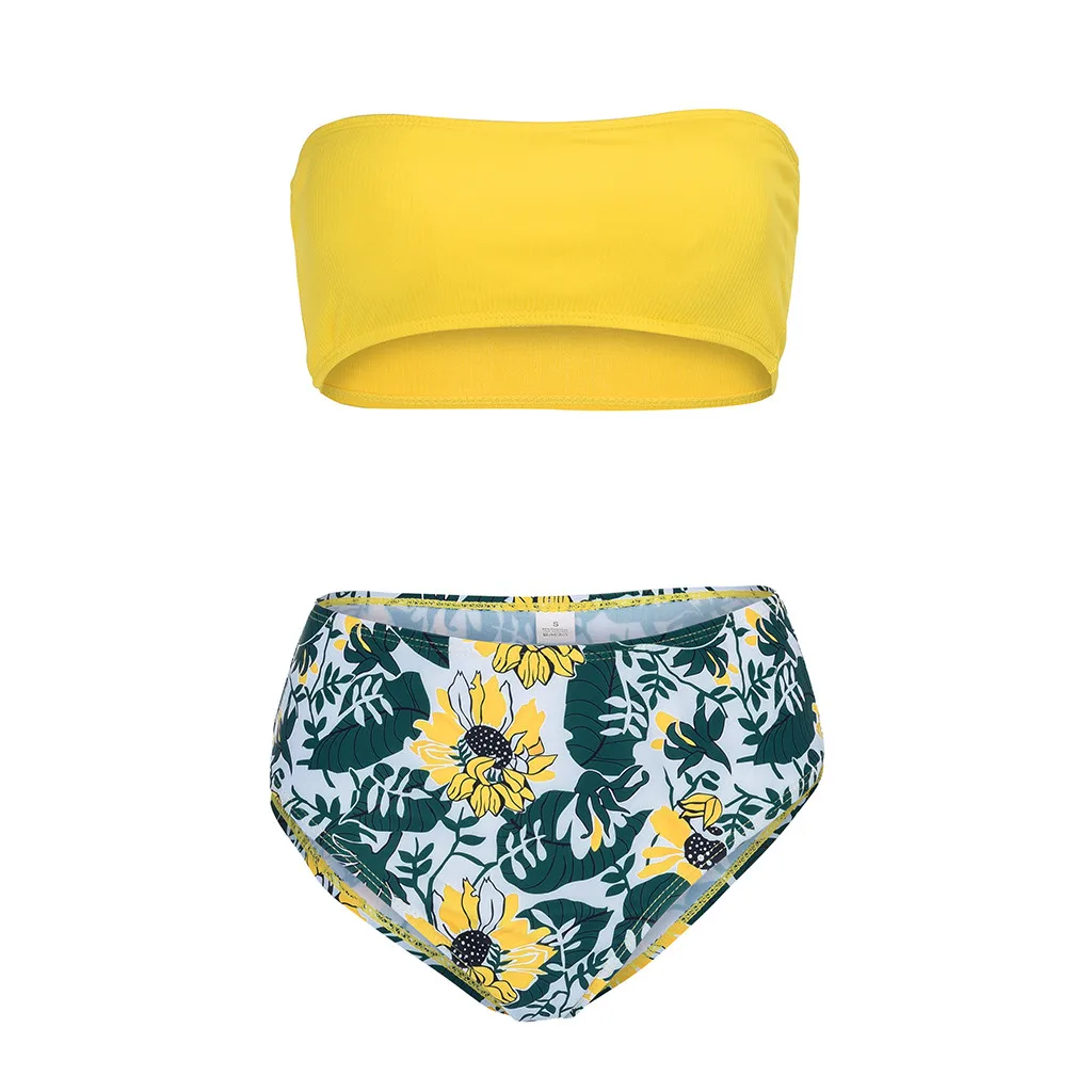 

bikini 2019 swimsuit bottom with flower padded swimwear bikini swimsuits yellow bandeau bikini top bathing suit women two pieces