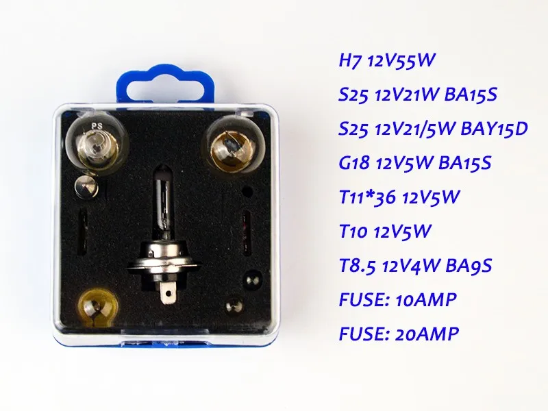 Hippcron 9 шт./упак. H7 лампы Комплект Комбинации комплект запасные лампочки прозрачныйе галогеновые миниатюрные лампочки BAY15D BA15S BA9S предохранители гирлянда