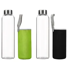 Behogar бутылки для воды Путешествия Портативная боросиликатная стеклянная бутылка для напитков с петлей для переноски для домашнего офиса 550 мл 19 унций