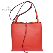 Bafelli bolso cuero partido cubo borla crossbody correa ajustable de marca famosa Bolsos Mujer bolsa de mensajero roja