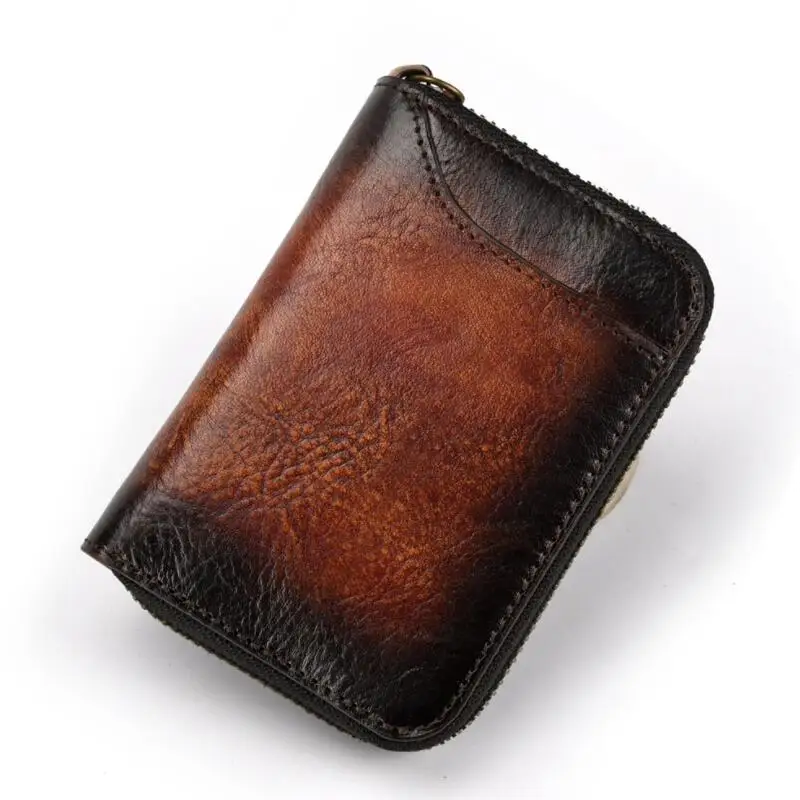 

100% Genuine Leather Wallet Men Mini Multi Card Position Wallet Handmade Wallet Cowhide Card Holder Short Design Purse