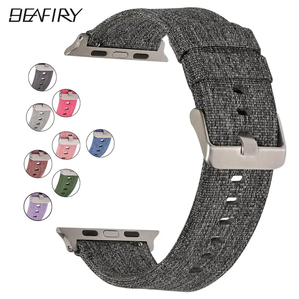 Тканевый нейлоновый ремешок BEAFIRY для Apple Watch, ремешок 42 мм, 38 мм, ремешок для iwatch, ремешок 40 мм, 44 мм, сменный спортивный браслет