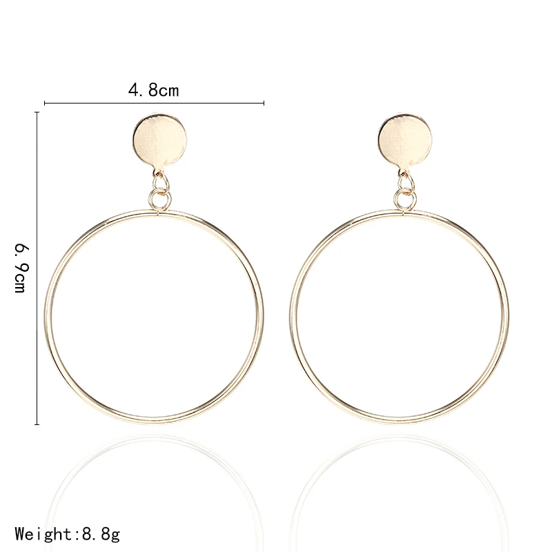 E0336 простые трендовые геометрические большие круглые серьги золотого и серебряного цвета для женщин, модные большие полые висячие серьги, ювелирные изделия